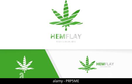 La feuille de marijuana vecteur combinaison. Symbole de chanvre ou de l'icône. Modèle de conception de logo cannabis unique. Illustration de Vecteur