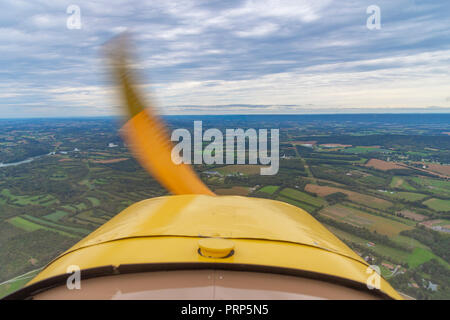 Vue aérienne du petit avion cockpit, Pennsylvania, USA Banque D'Images