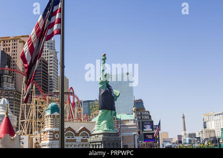 LAS VEGAS - JUIN - 24, 2018 : New York-New York situé sur le Strip de Las Vegas est affiché le 15 avril 2009 à Las Vegas. Réplique de la Statue de la libert Banque D'Images