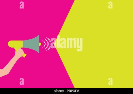Télévision design business concept Illustration vectorielle de l'espace copie du modèle de texte pour site isolé Ad esp 3D isométrique. Human Hand Holding Megaphone avec Illustration de Vecteur