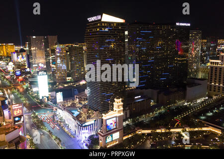 Las Vegas NEVADA USA 2018 06 26 une vue panoramique vue aérienne de la Bande de Las Vegas de nuit Banque D'Images