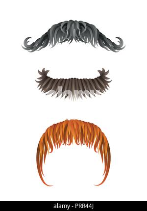 Élégant dessiné à la main des moustaches. Drôle de bande dessinée collection en forme de moustaches. Cool père s jour éléments décoratifs isolé sur blanc. Illustration de Vecteur