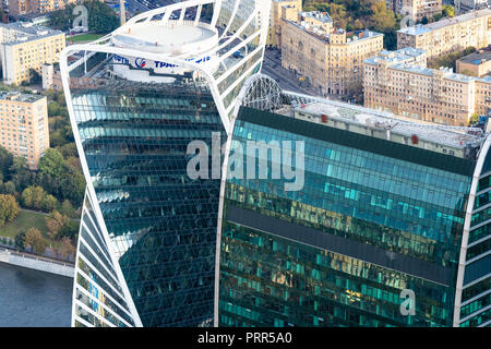 Moscou, Russie - 30 septembre 2018 : Vue aérienne de l'évolution et l'Empire Towers dans le centre d'affaires international de Moscou à partir de la plate-forme d'observation des por Banque D'Images