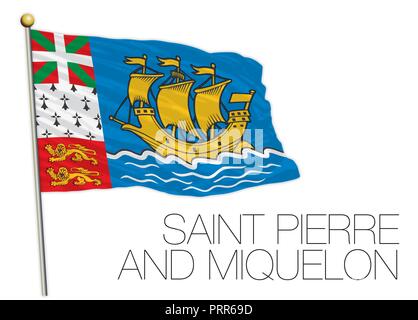 Saint Pierre et Miquelon drapeau officiel, vector illustration, France Illustration de Vecteur