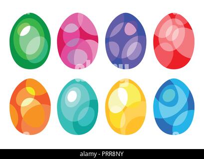 Œufs de Pâques colorés ou la couleur des icônes avec des oeufs ostern tendances décoration illustration vectorielle. Illustration de Vecteur