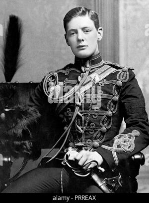 Le Sous-lieutenant Winston Churchill du 4e Queen's Own Hussars en 1895. Banque D'Images