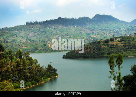 Le pittoresque Lac Kivu au Rwanda. Banque D'Images