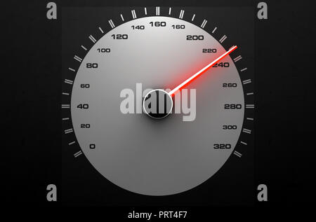 Une sportive avec l'indicateur de l'orange éclatant d'un aiguille dirigée vers une vitesse élevée sur un fond noir - 3D render Banque D'Images