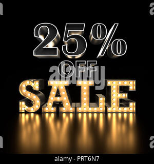 25 % off SALE arrière-plan du texte. Typographie 3d. Concept de vente. Illustration 3D render Banque D'Images