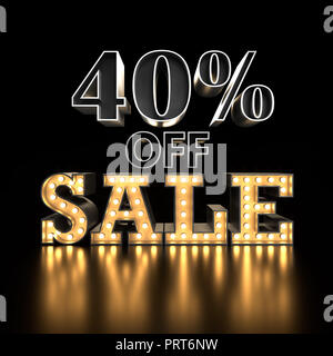 40 % Vente fond de texte. Typographie 3d. Concept de vente. Illustration 3D render Banque D'Images