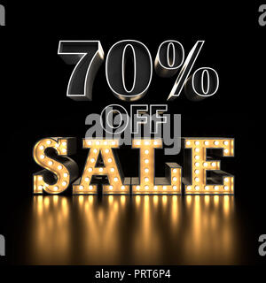 70 % off SALE arrière-plan du texte. Typographie 3d. Concept de vente. Illustration 3D render Banque D'Images