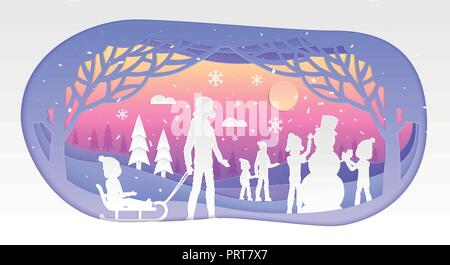 Maison de vacances d'hiver - vector illustration papier moderne Illustration de Vecteur
