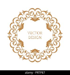 Modèle circulaire. Ornement ronde. Vintage frame. Carte de vœux. Invitation de mariage. Style rétro. Logo Vector template, étiquettes et badges Illustration de Vecteur