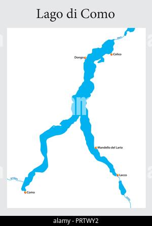 Petit contour plan de la Lac de Côme, Italie. Illustration de Vecteur