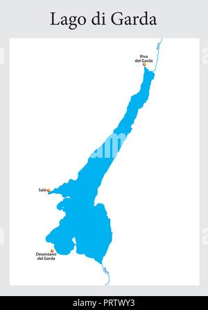 Petit contour plan de la Lac de Garde, Italie. Illustration de Vecteur