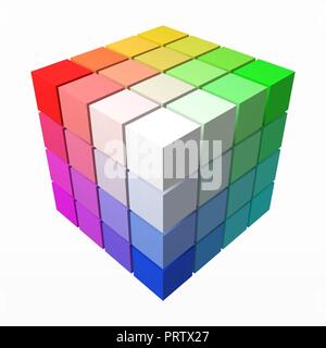4x4 cubes fait dégradé de couleur en forme de grand cube. Style 3d illustration vectorielle. Illustration de Vecteur