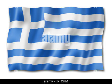Grèce Drapeau, trois dimensions, render, isolated on white Banque D'Images