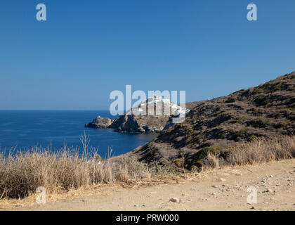 Le village de Kastro sur l'île grecque de Sifnos, vu de Poulati Banque D'Images