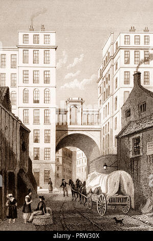 Le Regent Bridge, Edinburgh, Ecosse, 19e siècle, de l'Athènes moderne par Th. H. Shepherd Banque D'Images