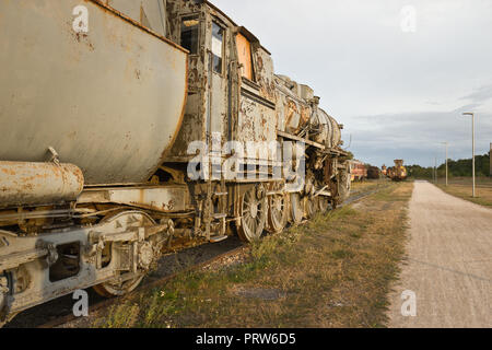 Vieille locomotive à Haapsalu, Estonie Banque D'Images