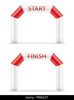 Pour terminer début ligne gonflable sport vector illustration vector illustration isolé sur fond blanc Banque D'Images