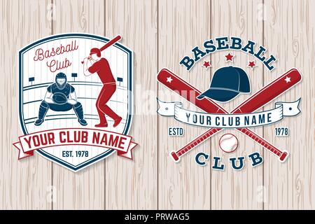 Jeu de baseball ou de softball club badge. Vector illustration. Concept pour chemise ou d'un logo, d'impression, de timbres ou de pièce en t. Typographie vintage design avec des battes de baseball, pâte hitting ball balle de baseball et de silhouette. Illustration de Vecteur