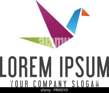 Origami oiseau modèle concept conception de logo Illustration de Vecteur