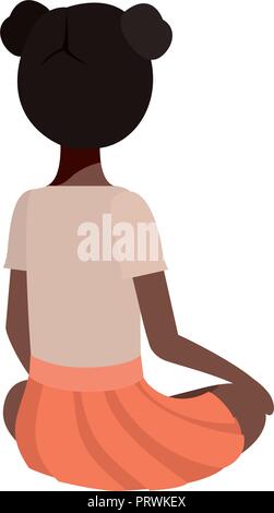 Fille noire adolescent assis sur son caractère de retour Illustration de Vecteur