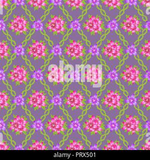 Seamless flower pattern, d'un lys et une grille sous la forme de losanges. Un contexte d'été de fleurs. Vector illustration. Illustration de Vecteur