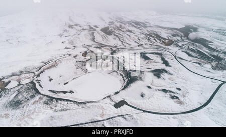 Panoramas islandais, vue aérienne sur les terres Banque D'Images