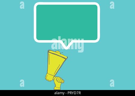 Télévision design business concept Illustration vectorielle de l'espace copie du modèle de texte pour site isolé Ad esp 3D isométrique. Human Hand Holding Megaphon vers le haut Illustration de Vecteur