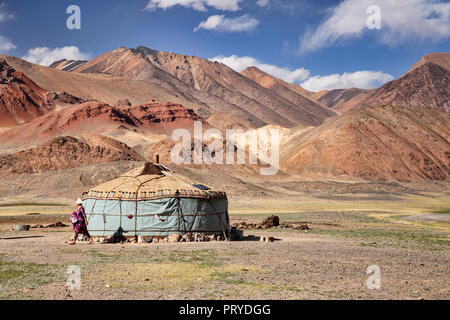 Les images prises de vie nomade kirghize dans la vallée de l'Pshart à distance de la région autonome du Haut-Badakhchan,, au Tadjikistan. Banque D'Images