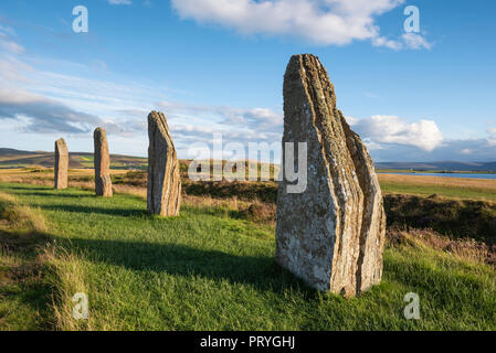 L'anneau de Shetlands, vers 2 500 avant J.-C., époque néolithique henge et Stone Circle, UNESCO World Heritage Site, Orkney, Scotland Banque D'Images