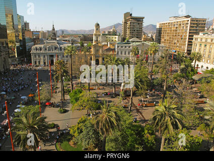 Vue sur la Plaza de Armas, Santiago de Chile, Chili Banque D'Images