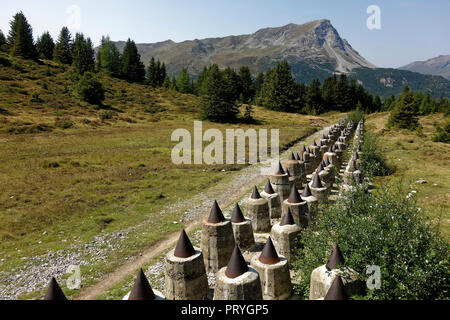 Barrière réservoir système de défense, Plamort, la seconde guerre mondiale, pour protéger l'Italie de l'Allemagne nazie, près de Plamorter Biotop de tourbières bombées, moss Banque D'Images