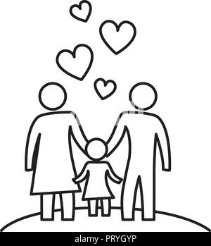 Les parents avec petite fille dessin animé Image Vectorielle Stock - Alamy