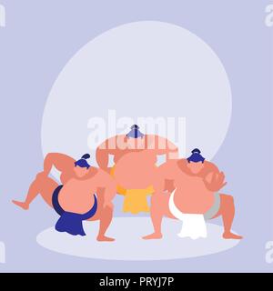 Les hommes pratiquant avatar sumo vecteur illustration design de caractère Illustration de Vecteur
