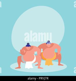 Les hommes pratiquant avatar sumo vecteur illustration design de caractère Illustration de Vecteur