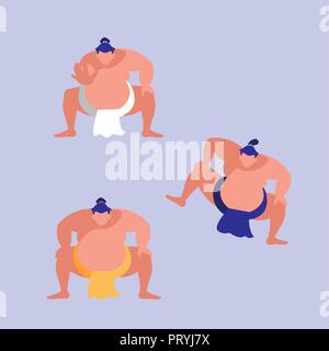 Les hommes pratiquant avatar sumo vecteur illustration design de caractère Illustration de Vecteur