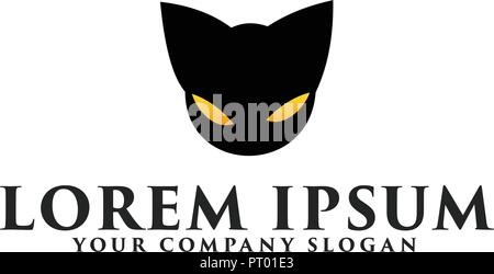 Chat Noir Design Logo Tete Modele Concept Image Vectorielle Stock Alamy