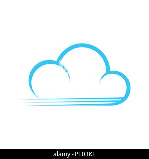 Fast Blue Stripe Cloud Vecteur Lignes Modèle de conception de logo graphique Symbole Illustration de Vecteur