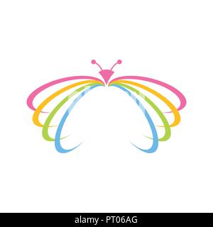 Beau papillon coloré ailes ouvertes croissant symbole vecteur modèle de conception de logo graphique Illustration de Vecteur