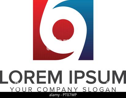 Numéro 6 9 logo. shapedesign carrés modèle concept Illustration de Vecteur
