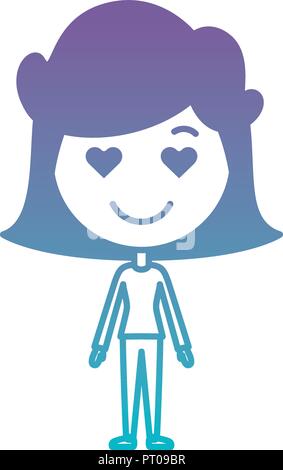 Woman in love kawaii cartoon character Illustration de Vecteur