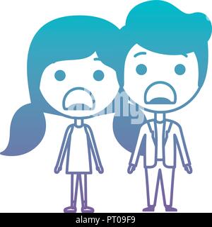 Cartoon caractères kawaii angry couple Illustration de Vecteur