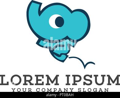 Cute jump elephant logo design modèle concept Illustration de Vecteur