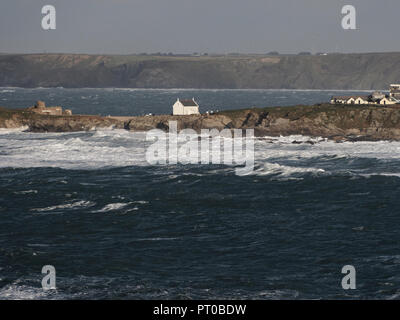 L'ancienne maison de sauvetage, peu de plage de Fistral, Newquay, Cornwall, UK Banque D'Images