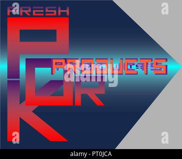 L'inscription des produits de porc frais flèche avec l'art des gradients de typographie Illustration de Vecteur