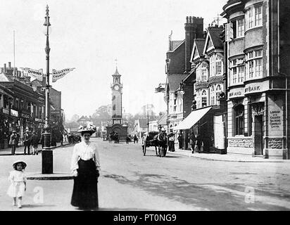 High Street, Epsom début des années 1900 Banque D'Images