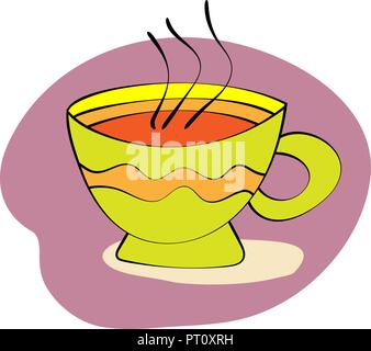 Tasse de thé chaud dans un style cartoon Illustration de Vecteur